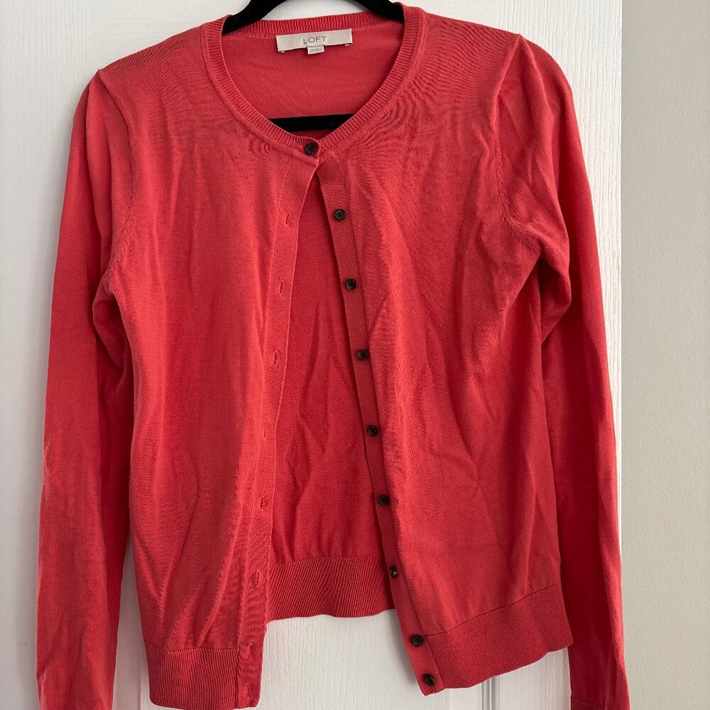 LOFT dark coral cardigan sweater